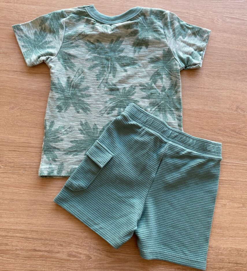 fernandaramoskids com br Conjunto Masculino Infantil Camiseta Estampada e Bermuda Verde2