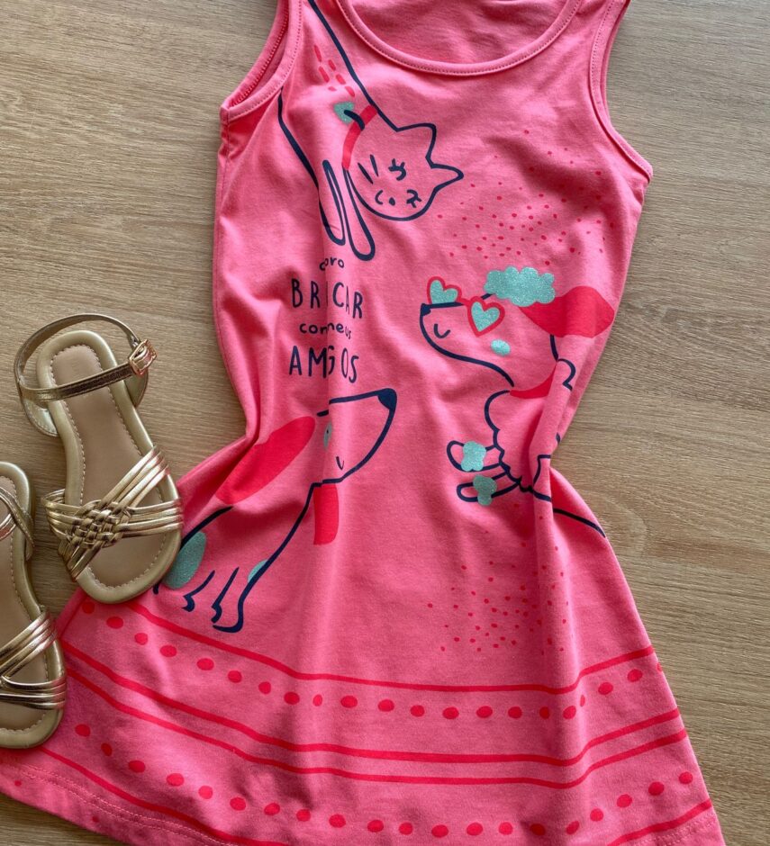 fernandaramoskids com br Vestido Infantil Feminino Evasê Rosa Estampado1