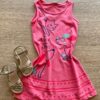 Vestido Infantil Feminino Evasê Rosa Estampado Fernanda Ramos Kids