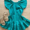 fernandaramoskids com br Vestido Infantil Feminino Manga Curta Verde Água1
