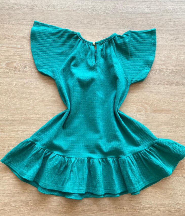 fernandaramoskids com br Vestido Infantil Feminino Manga Curta Verde Água3