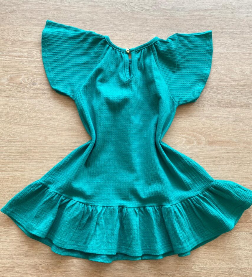 fernandaramoskids com br Vestido Infantil Feminino Manga Curta Verde Água3