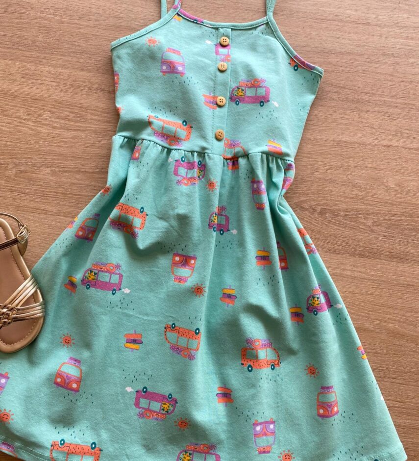 fernandaramoskids com br Vestido Infantil Feminino Rodado Alça Fina Estampado1