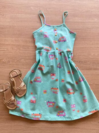 Vestido Infantil Feminino Rodado Alça Fina Estampado Fernanda Ramos Kids