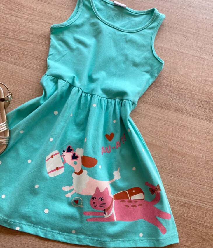 fernandaramoskids com br Vestido Infantil Feminino Rodado Verde Água1