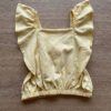 Blusa Cropped com Detalhe de Babado Estampada Fundo Amarelo Fernanda Ramos Kids