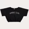 Blusa Cropped Infantil Feminina Sunday Club Preta Fernanda Ramos Kids