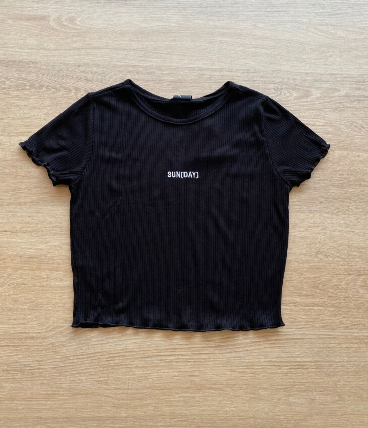 Blusa Cropped Feminina Infantil Sun (Day) Preto Fernanda Ramos Kids