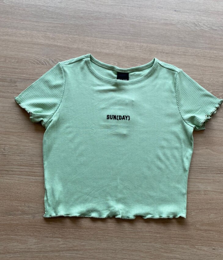 Blusa Cropped Feminina Infantil Sun (Day) Verde Menta Fernanda Ramos Kids