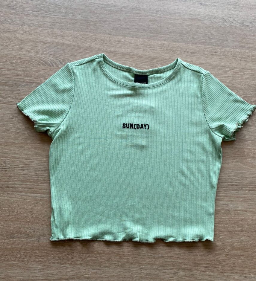 Blusa Cropped Feminina Infantil Sun (Day) Verde Menta Fernanda Ramos Kids