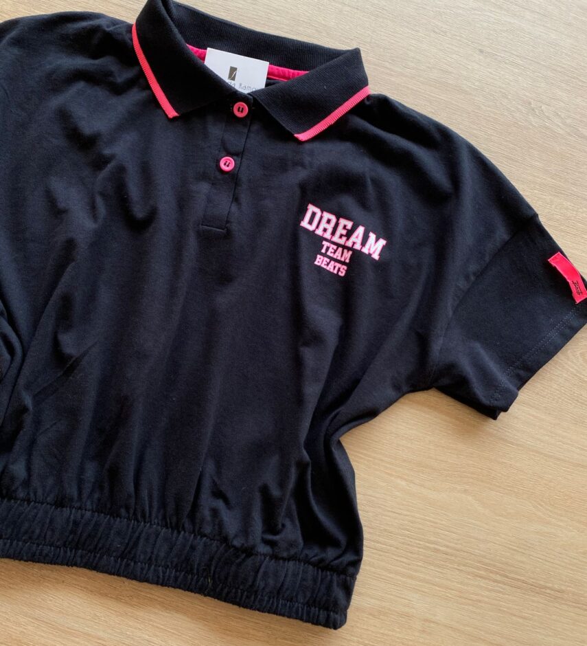 fernandaramoskids com br Blusa Cropped Gola Polo Feminina Juvenil Preta Dream Team1
