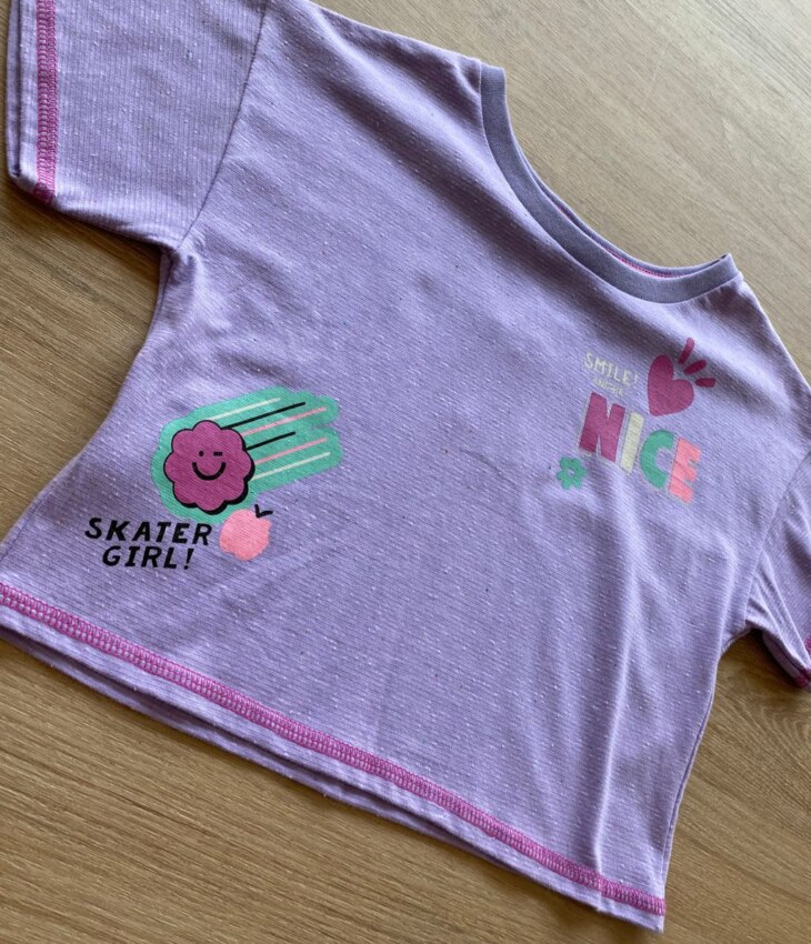 fernandaramoskids com br Blusa Cropped Manga Curta Infantil Feminina Nice Lilás2
