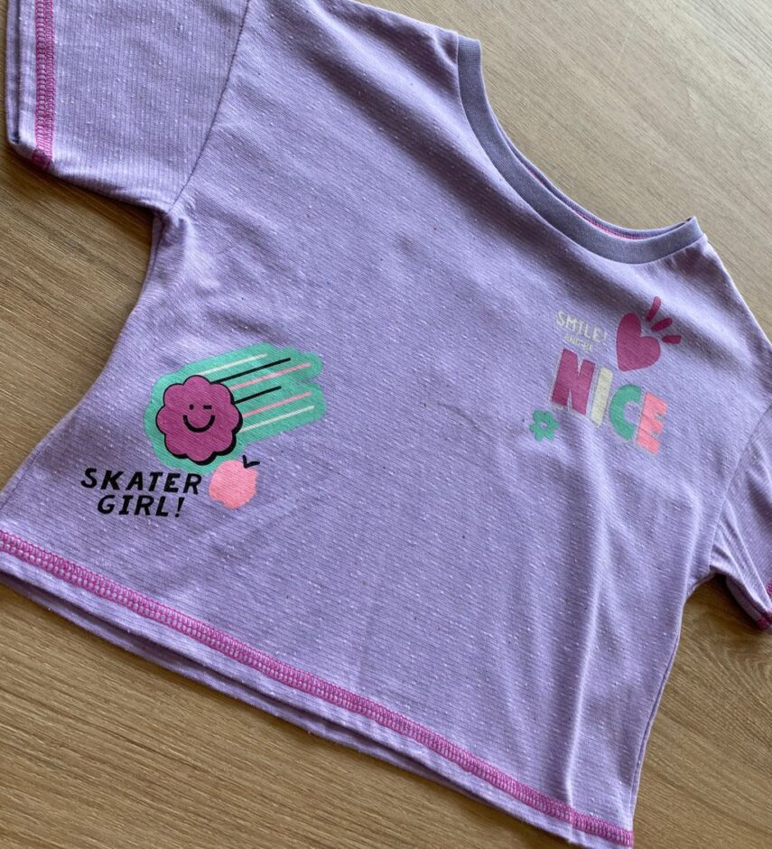 fernandaramoskids com br Blusa Cropped Manga Curta Infantil Feminina Nice Lilás2