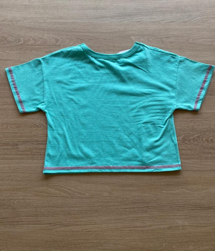 fernandaramoskids com br Blusa Cropped Manga Curta Infantil Feminina Nice Verde Água2