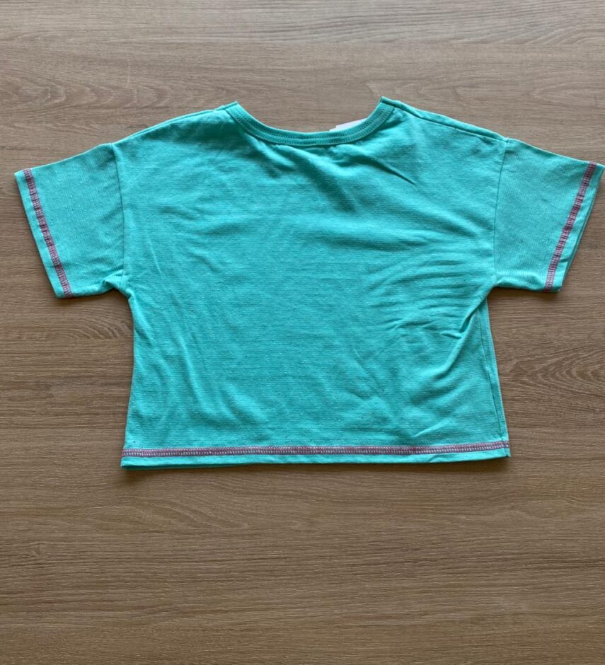 fernandaramoskids com br Blusa Cropped Manga Curta Infantil Feminina Nice Verde Água2