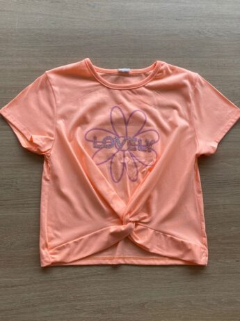 Blusa Cropped Manga Curta Lovely Laranja Neon Fernanda Ramos Kids