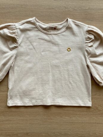Blusa Cropped Manga Princesa Texturizada Bege Fernanda Ramos Kids