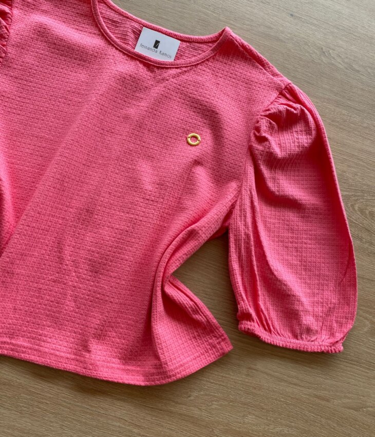 fernandaramoskids com br Blusa Cropped Manga Princesa Texturizada Rosa1