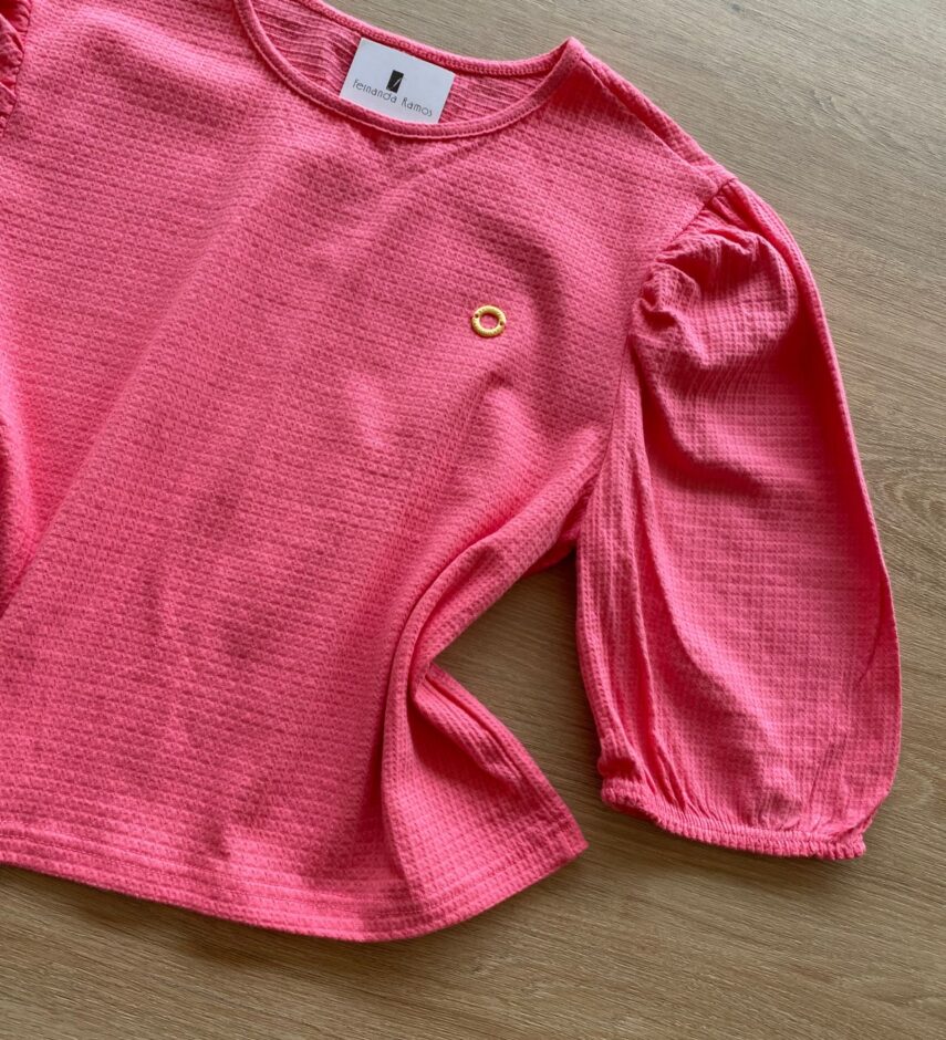 fernandaramoskids com br Blusa Cropped Manga Princesa Texturizada Rosa1