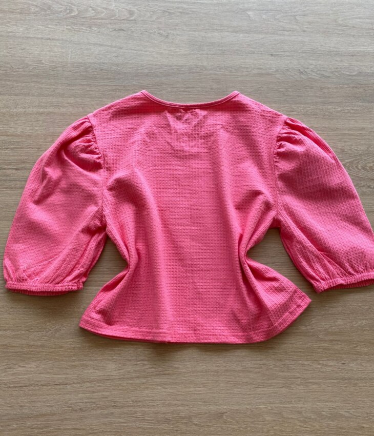 fernandaramoskids com br Blusa Cropped Manga Princesa Texturizada Rosa2