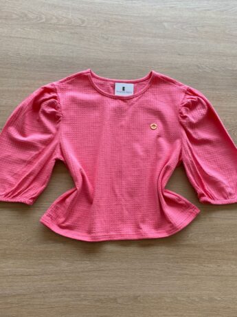 Blusa Cropped Manga Princesa Texturizada Rosa Fernanda Ramos Kids