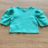 Blusa Cropped Manga Princesa Texturizada Verde Água Fernanda Ramos Kids