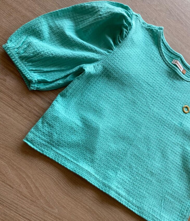 fernandaramoskids com br Blusa Cropped Manga Princesa Texturizada Verde Água2