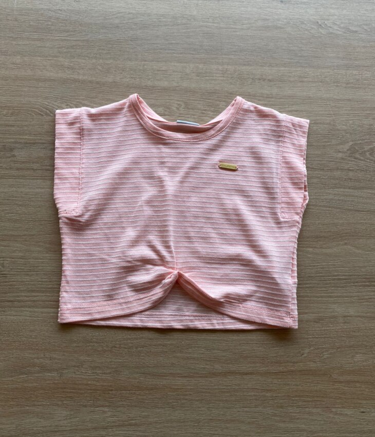 Blusa Feminina Infantil Rosa Listrada Fernanda Ramos Kids