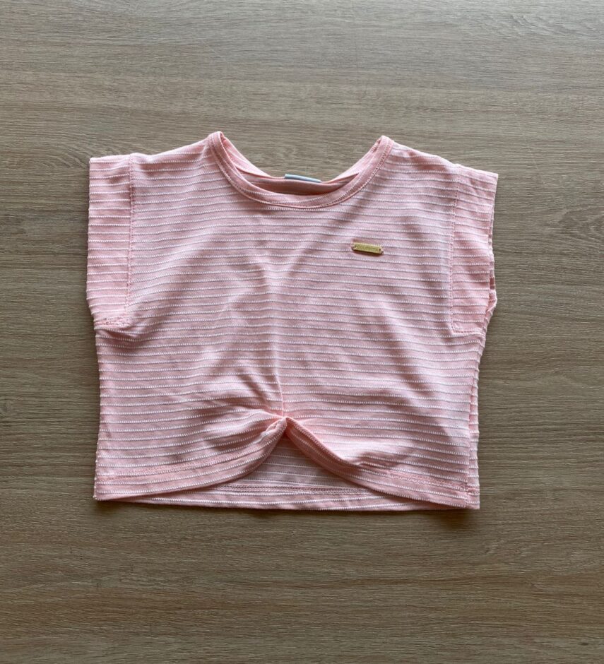 Blusa Feminina Infantil Rosa Listrada Fernanda Ramos Kids