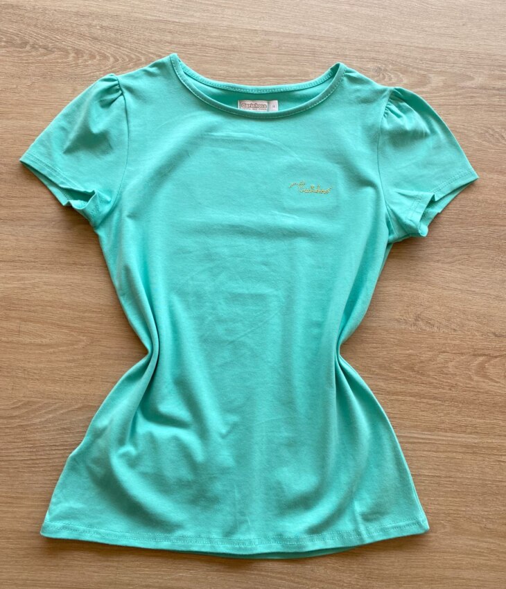 fernandaramoskids com br Blusa Manga Curta Infantil Feminina Verde Água1