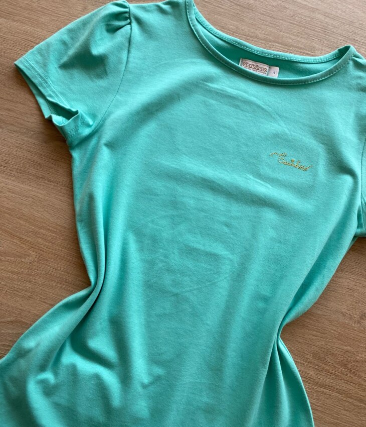 fernandaramoskids com br Blusa Manga Curta Infantil Feminina Verde Água2