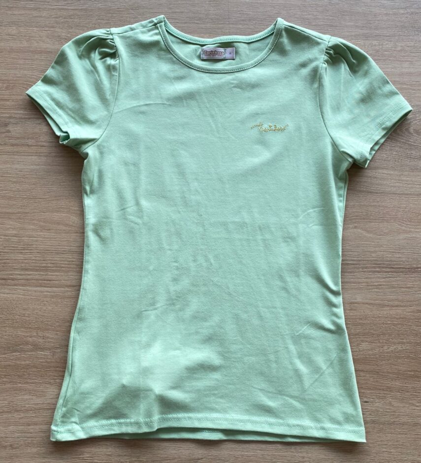Blusa Manga Curta Infantil Feminina Verde Claro Fernanda Ramos Kids