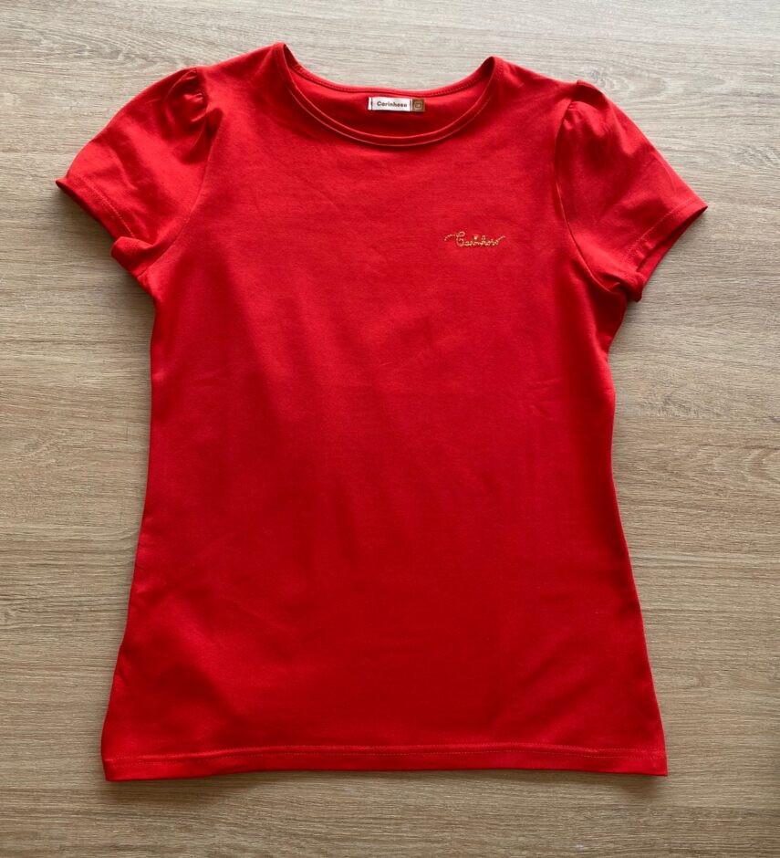 Blusa Manga Curta Infantil Feminina Vermelha Fernanda Ramos Kids