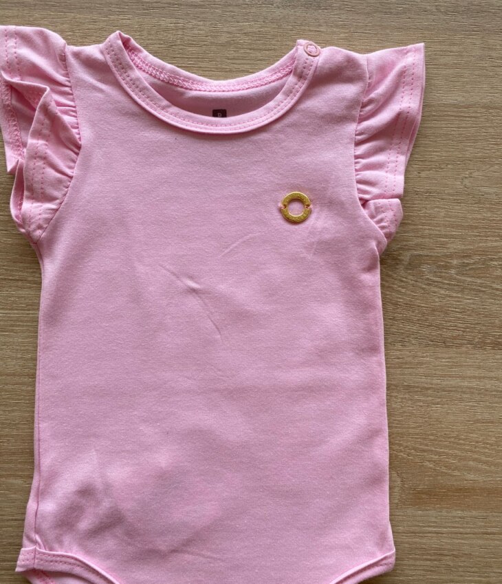 fernandaramoskids com br Body Infantil Feminino Básico Manga com Babado Rosa1