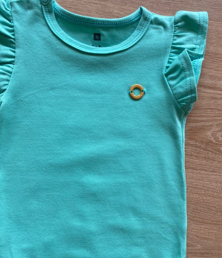 fernandaramoskids com br Body Infantil Feminino Básico Manga com Babado Verde Água1