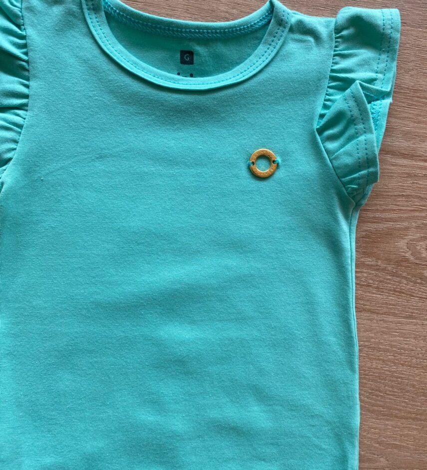fernandaramoskids com br Body Infantil Feminino Básico Manga com Babado Verde Água1