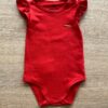 Body Infantil Feminino Básico Manga com Babado Vermelho Fernanda Ramos Kids