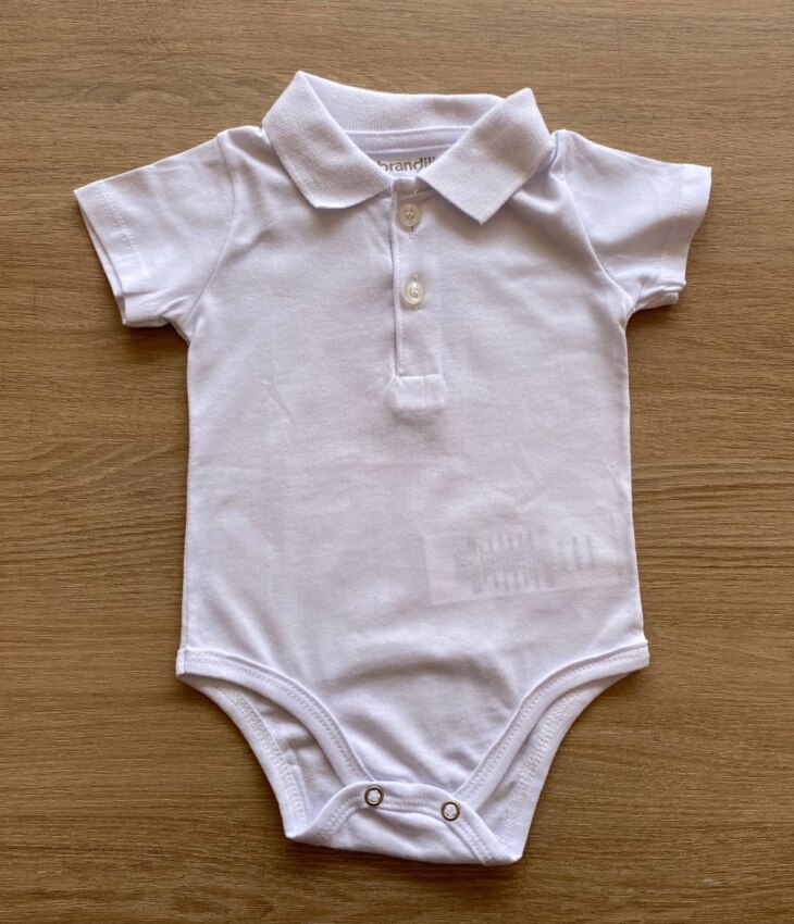 fernandaramoskids com br Body Infantil Manga Curta Gola Polo Branco1