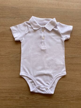 Body Infantil Manga Curta Gola Polo Branco Fernanda Ramos Kids