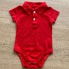 Body Infantil Manga Curta Gola Polo Vermelho Fernanda Ramos Kids
