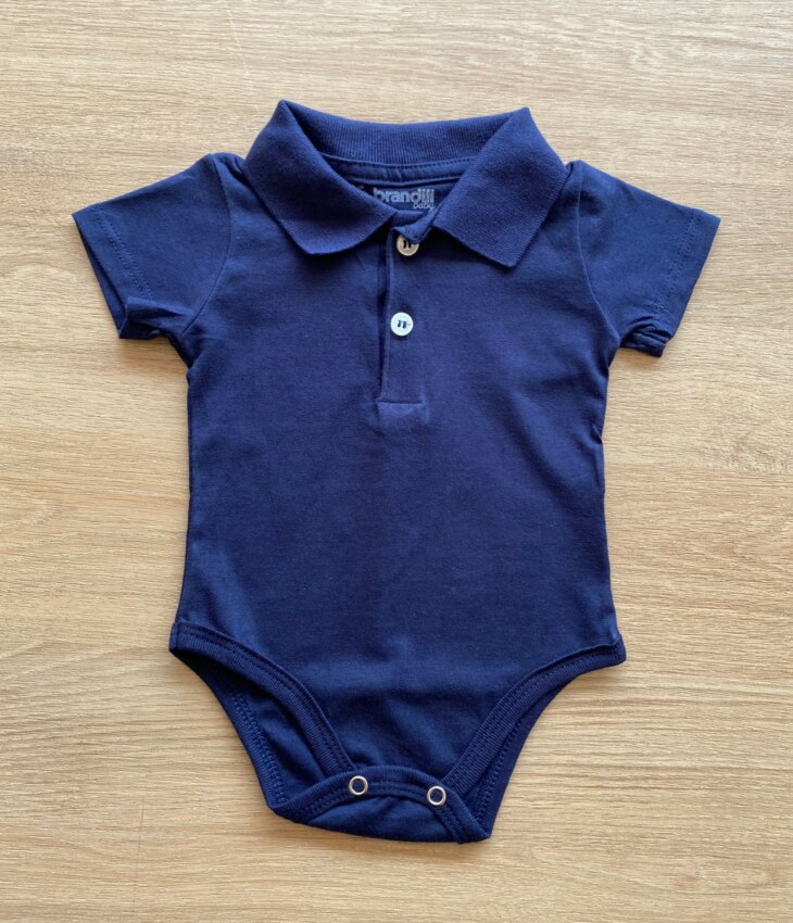 Body Infantil Masculino Azul Marinho Gola Polo Fernanda Ramos Kids