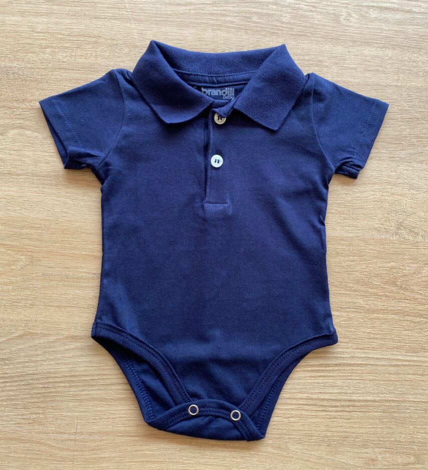 Body Infantil Masculino Azul Marinho Gola Polo Fernanda Ramos Kids