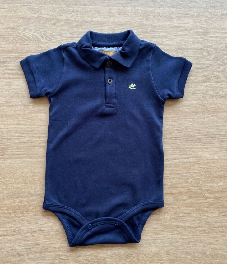 Body Infantil Masculino Gola Polo Azul Marinho Fernanda Ramos Kids