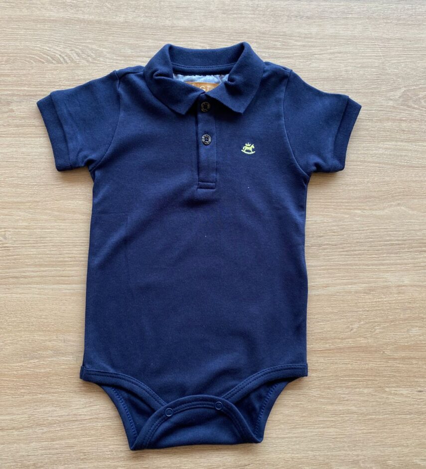 Body Infantil Masculino Gola Polo Azul Marinho Fernanda Ramos Kids