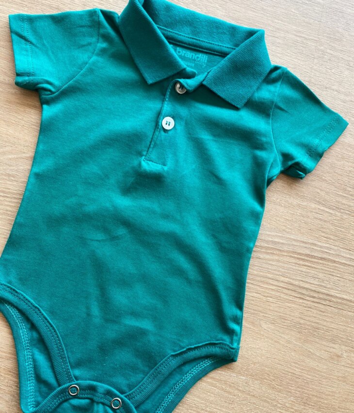 fernandaramoskids com br Body Infantil Masculino Gola Polo Verde2