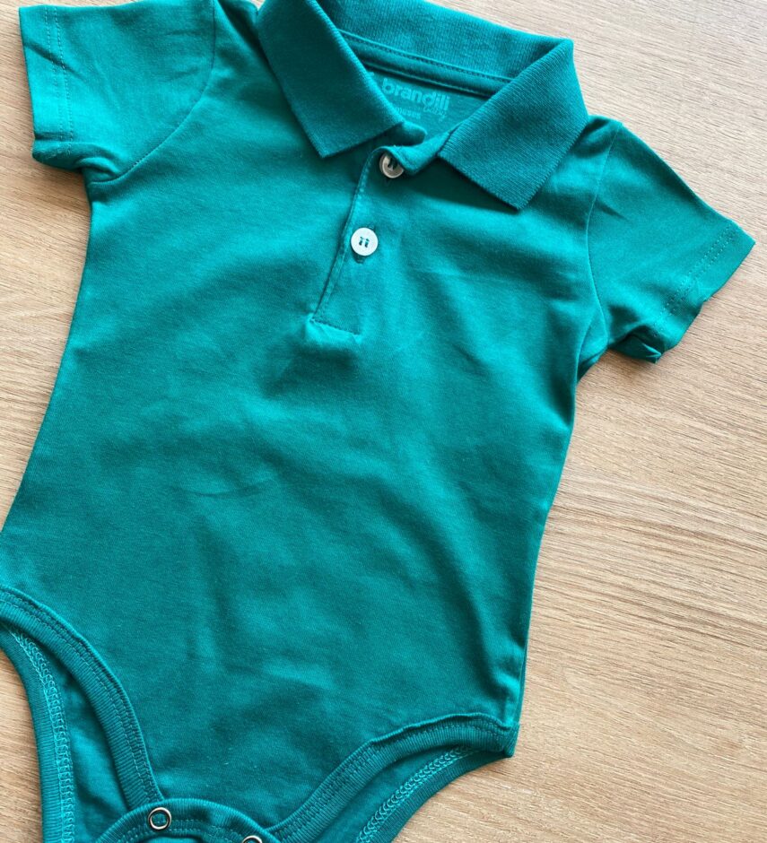 fernandaramoskids com br Body Infantil Masculino Gola Polo Verde2