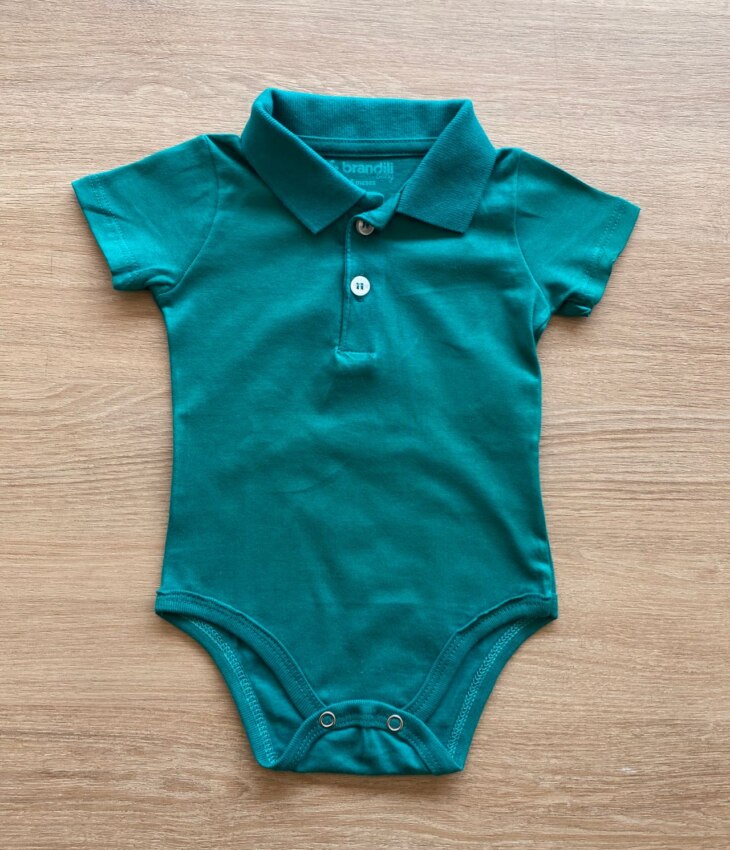 Body Infantil Masculino Gola Polo Verde Fernanda Ramos Kids