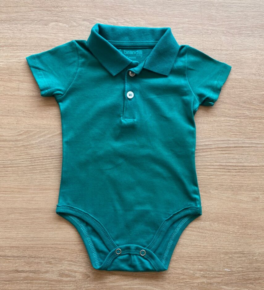 Body Infantil Masculino Gola Polo Verde Fernanda Ramos Kids