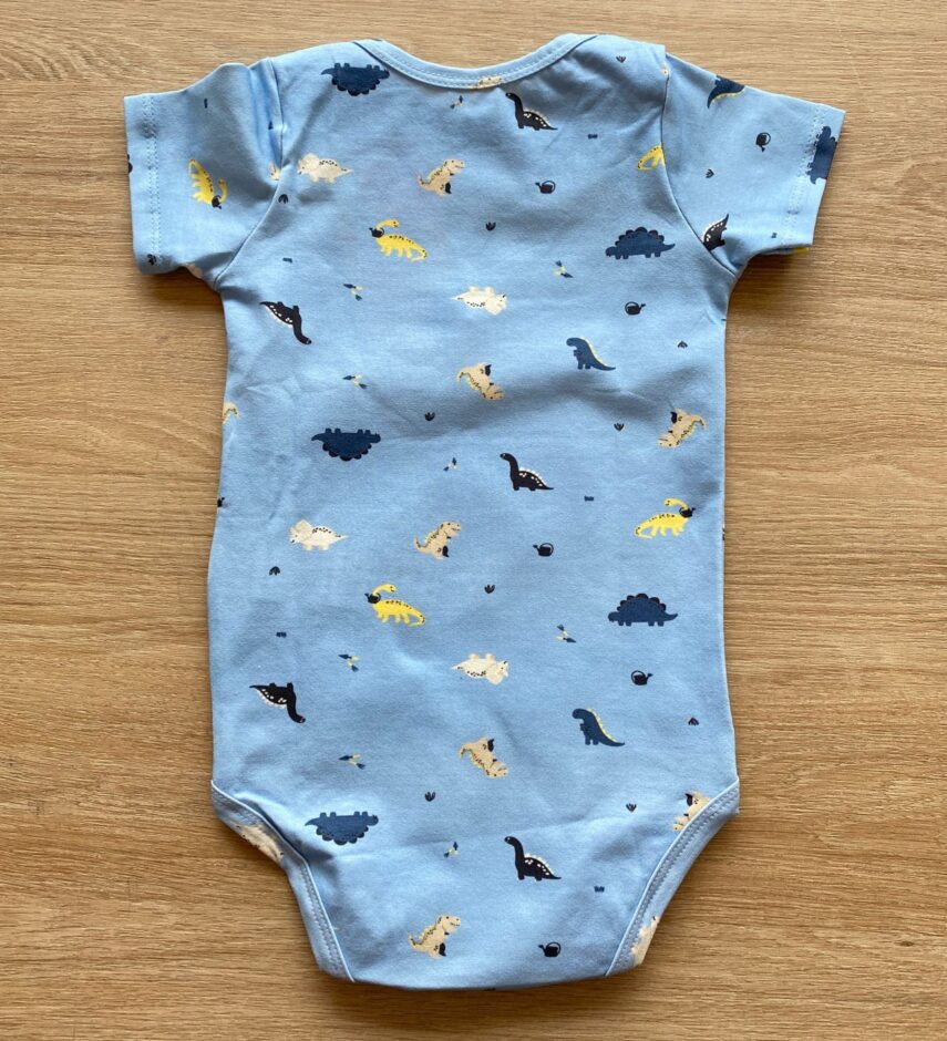 fernandaramoskids com br Body Infantil Masculino Manga Curta Azul Dinossauros2