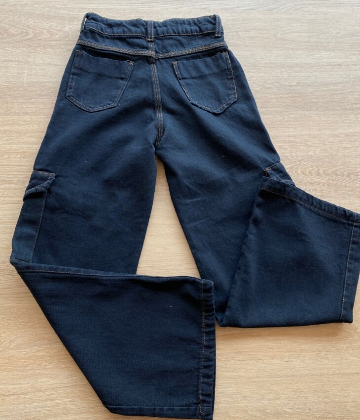 fernandaramoskids com br Calça Cargo Infantil Feminina Jeans Lavagem Escura2